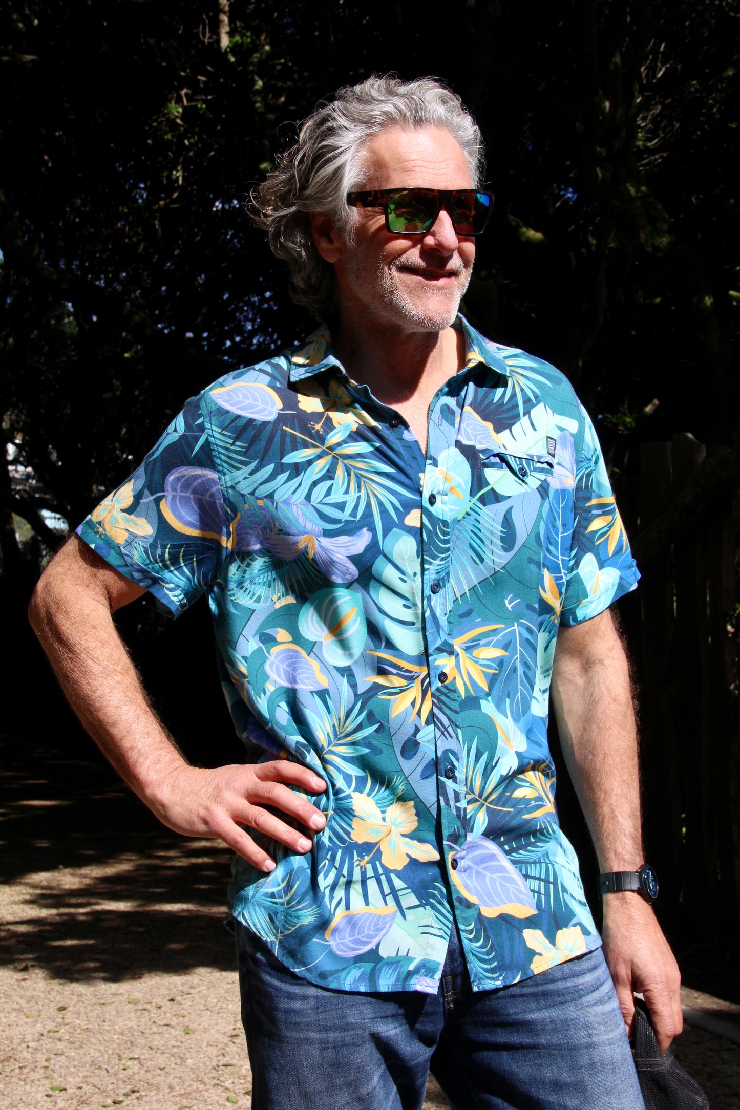 Savman Blue - Mens Button up Short sleeve shirt